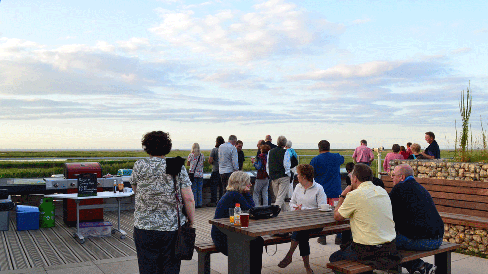 Morning Stroll & BBQ Lunch, NWT Cley Marshes NR25 7SA | Enjoy a morning stroll on our reserve followed by a barbeque on the terrace, which offers fantastic views across the marsh. | Walking, social, wildlife, BBQ