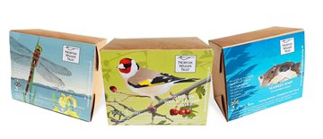 Norfolk Wildlife Trust branded soaps in three designs - Norfolk Hawker, Goldfinch and Otter