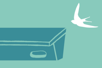 A silhouette of a swift and a swift box