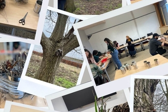 Collage of photos showing students taking part in craft activities