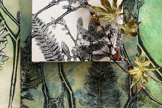 A print of ferns and leaves made using natural materials