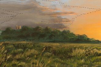 Landscape with Windmill at sunset