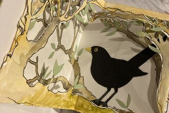 Blackbird image on pop-up folded paper