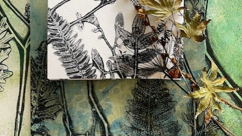 A print of ferns and leaves made using natural materials