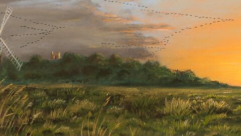 Landscape with Windmill at sunset