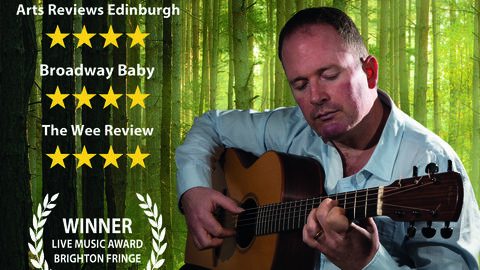 A poster showing acoustic guitarist Geoff Robb playing his guitar