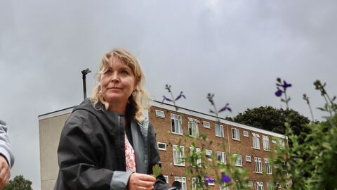 Lee is working in the community garden at Mile Cross, Norwich