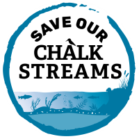 A logo with text: save our chalk streams.