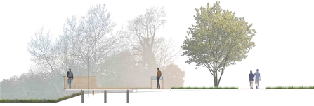 A digital illustration of a potential viewing platform at Sweet Briar.