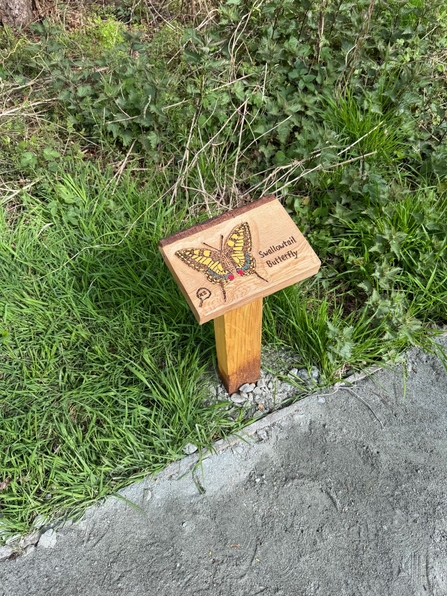 Swallowtail butterfly wood carved sign