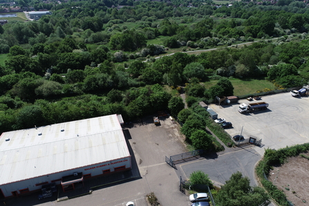 Aerial image of yard adjacent to Sweet Briar Marshes.