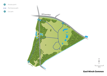 Illustrated map of East Winch Common.