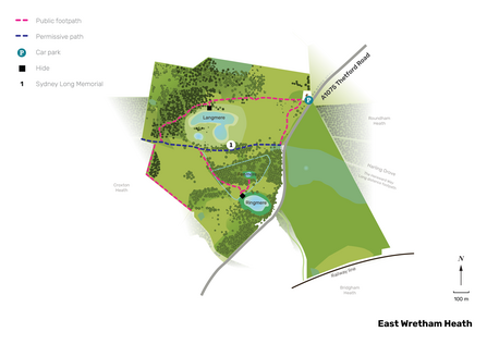 Illustrated map of East Wretham Heath.