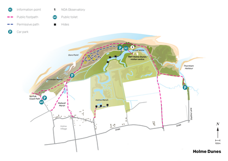 Illustrated map of Holme Dunes.
