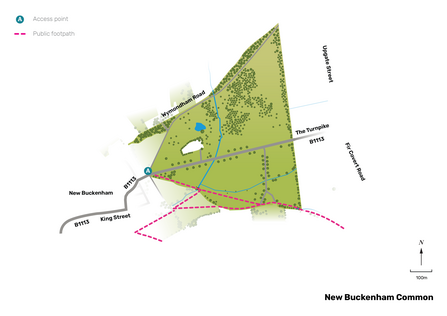 Illustrated map of New Buckenham Common. 