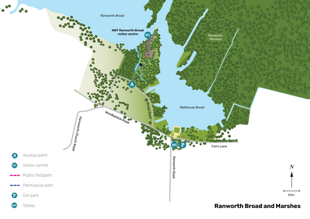 Illustrated map of Ranworth Broad.