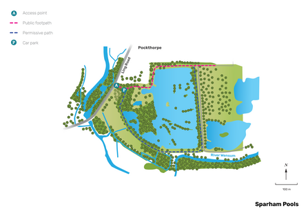Illustrated map of Sparham Pools
