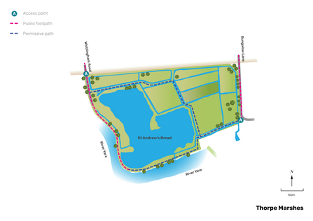 Illustrated map of Thorpe Marshes