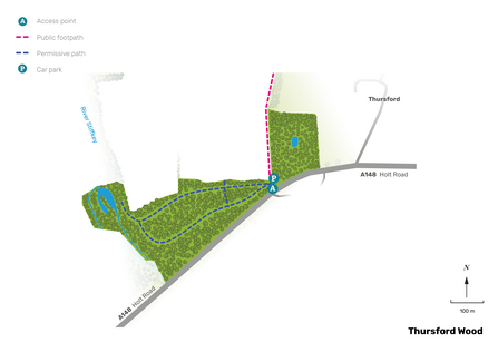 Illustated map of Thursford Wood