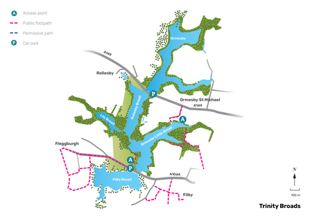 Illustrated map of Trinity Broads