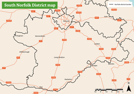 An illustrated map of South Norfolk