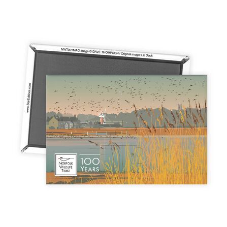 A magnet with an image of Cley Marshes.